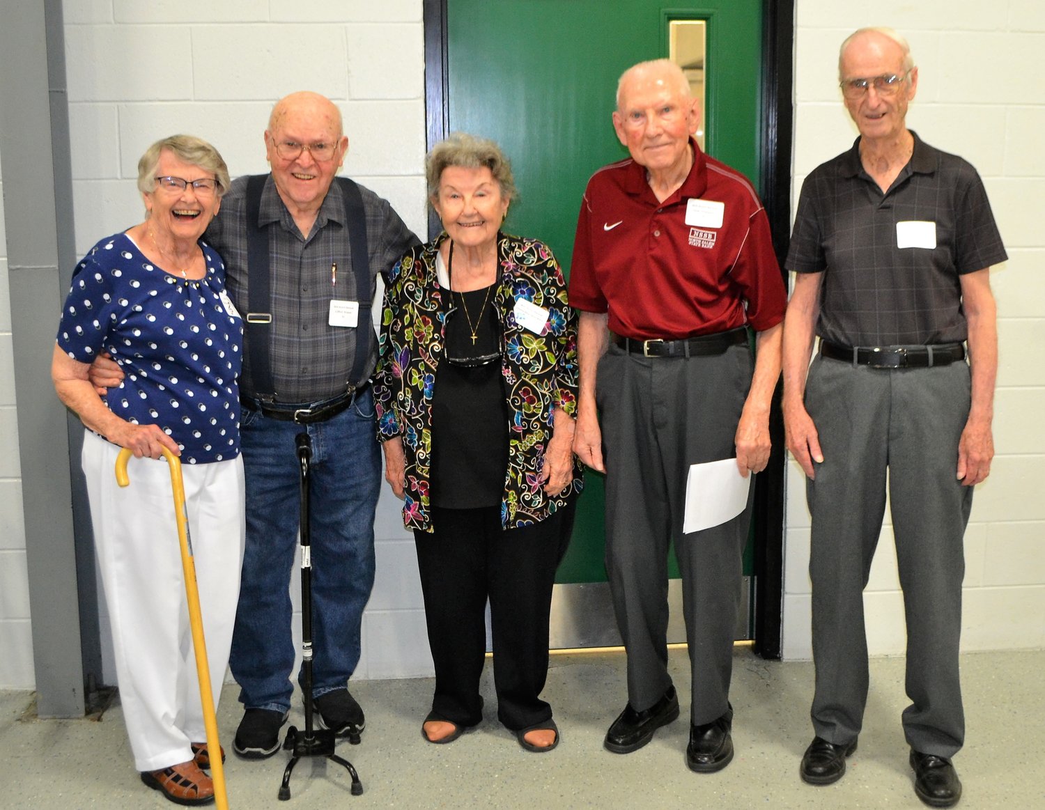 The class of 1952 was recognized for 70 years since graduation at the recent Bainbridge High School Alumni banquet. Representing the class, from left, are: Raquel Etcheson Hueber, Clifford Knauer, Donna Mae Blois Miles, Richard Thompson and Doyne Priest. Attending, but not available for the photo was Marcia Malayer Cloncs.